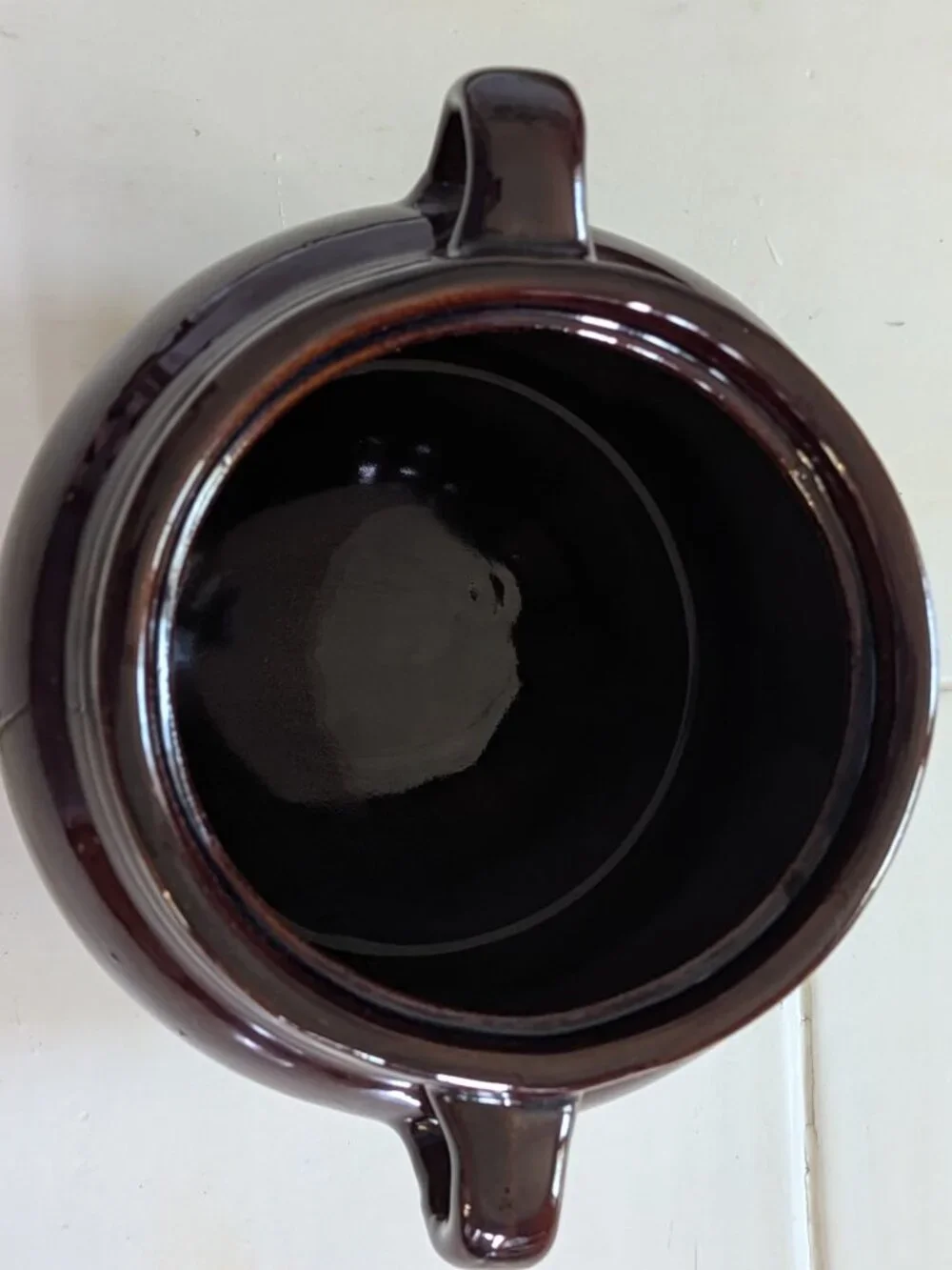 Antique Monmouth USA Stoneware Bean Pot Crock Maple Leaf 1930s 6